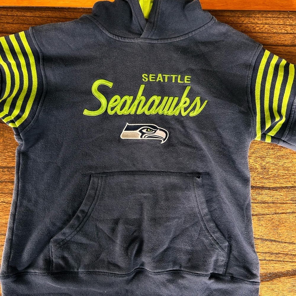 NFL Seattle Seahawks Navy Hoodie with Neon Green Accents